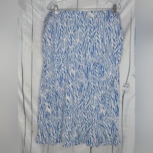 Diane Von Furstenberg A-Line Sea Twig Midi Skirt Blue And White Size 2x